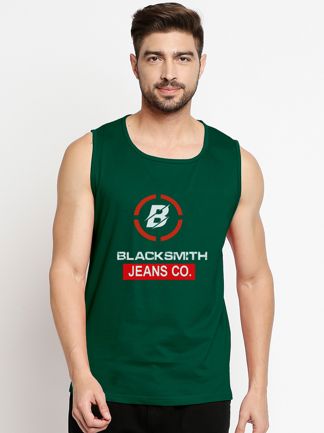 

Blacksmith Men Green Typography Printed Cotton Training or Gym T-shirt