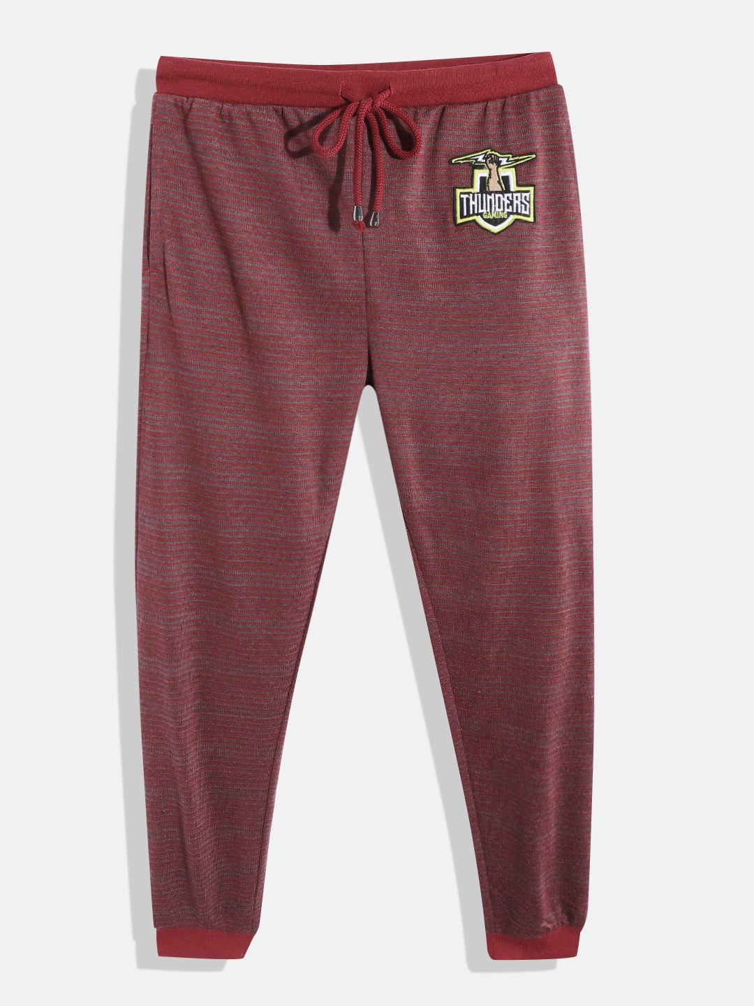

GOJI Kids Maroon & Grey Striped Joggers