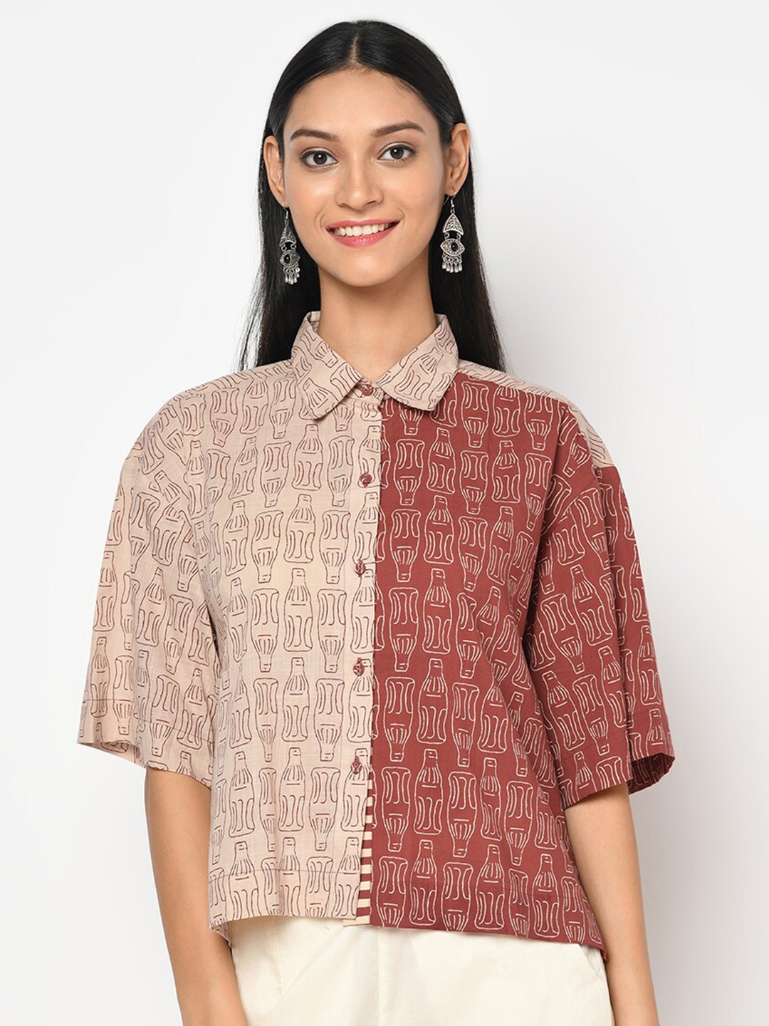 

Fabindia Women Red Printed Casual Shirt