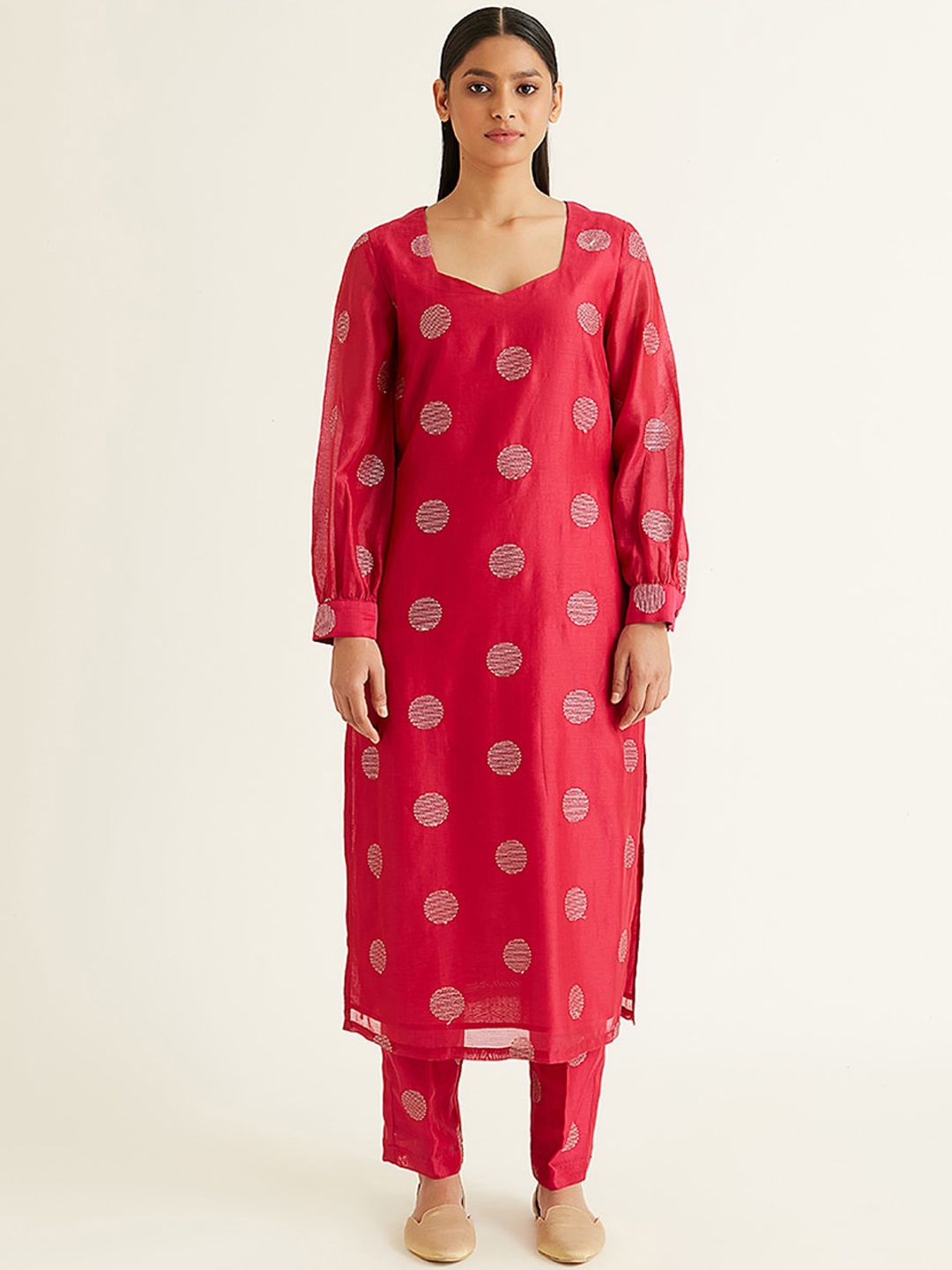 

Ancestry Women Pink Ethnic Motifs Printed Chanderi Silk Chanderi Silk Kurta