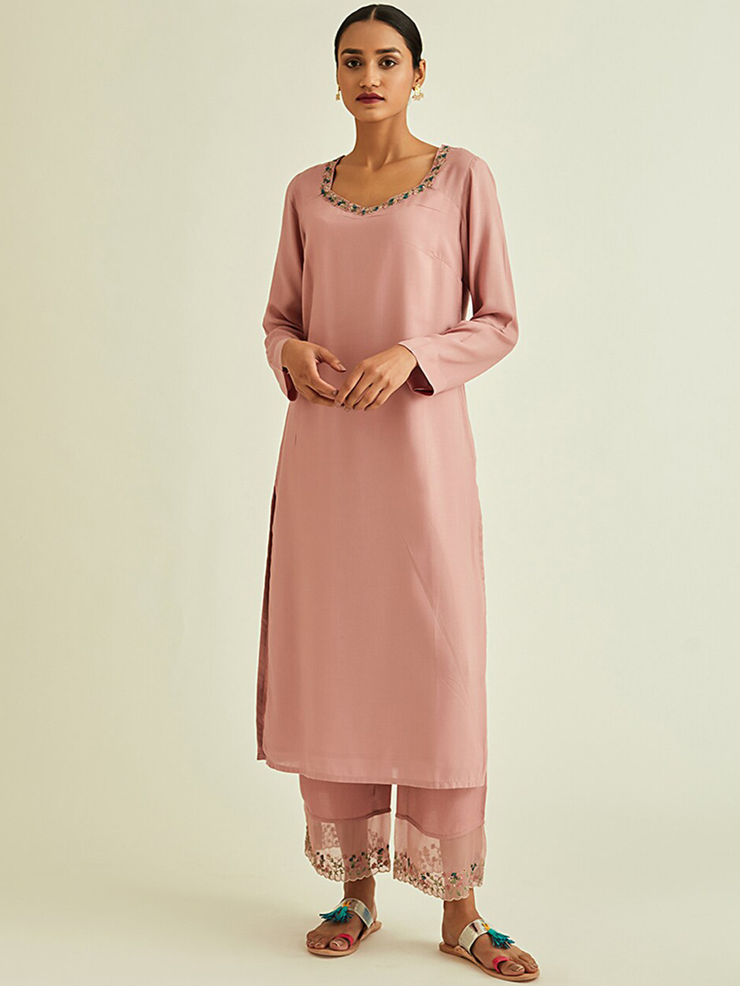 

Ancestry Women Dusty Pink Yoke Design Kurta, Rose