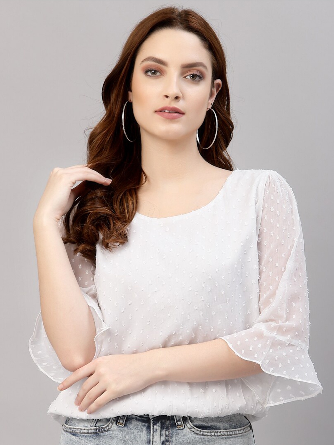 

NEUDIS White Chiffon Blouson Top