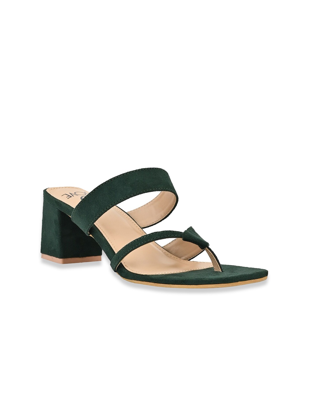 

Jove Green & Beige Suede Block Sandals