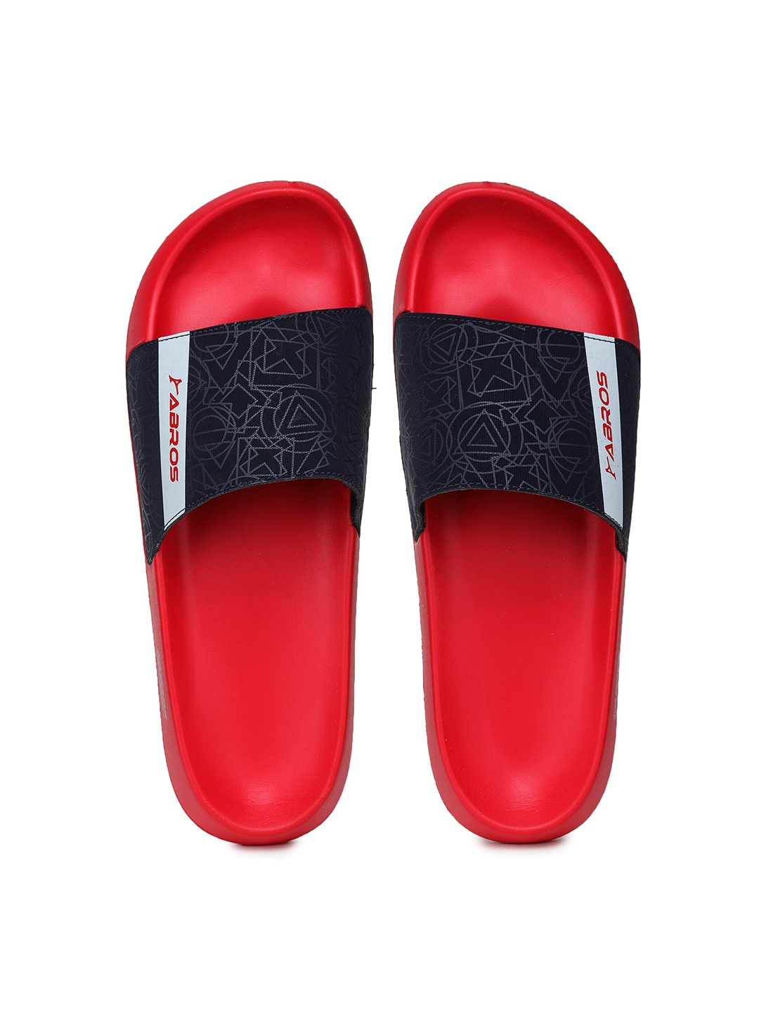 

ABROS Men Navy Blue & Red Printed Sliders