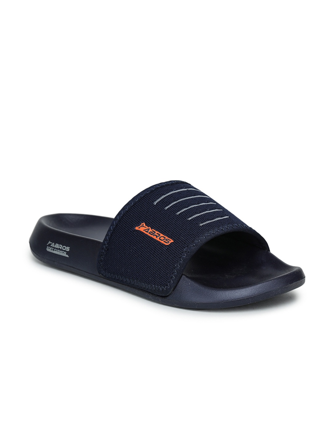 

ABROS Men Navy Blue & Orange Textured Sliders Flip Flops