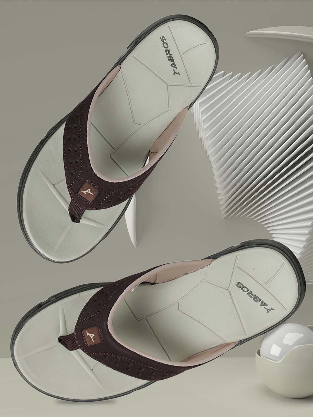 

ABROS Men Brown & Beige Solid Thong Flip-Flops
