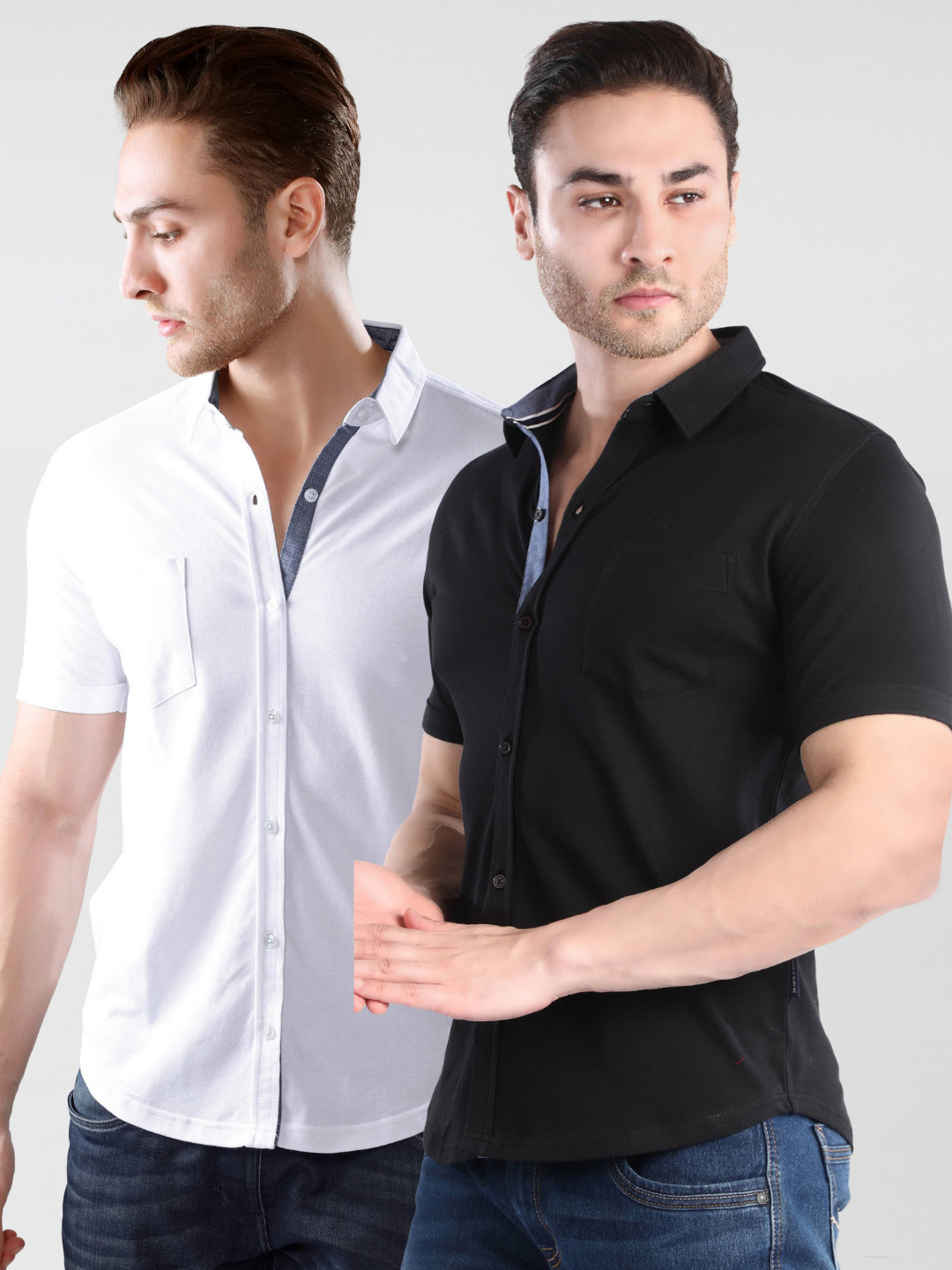 

Dream of Glory Inc Men Pack Of 2 Black & White Casual Shirt