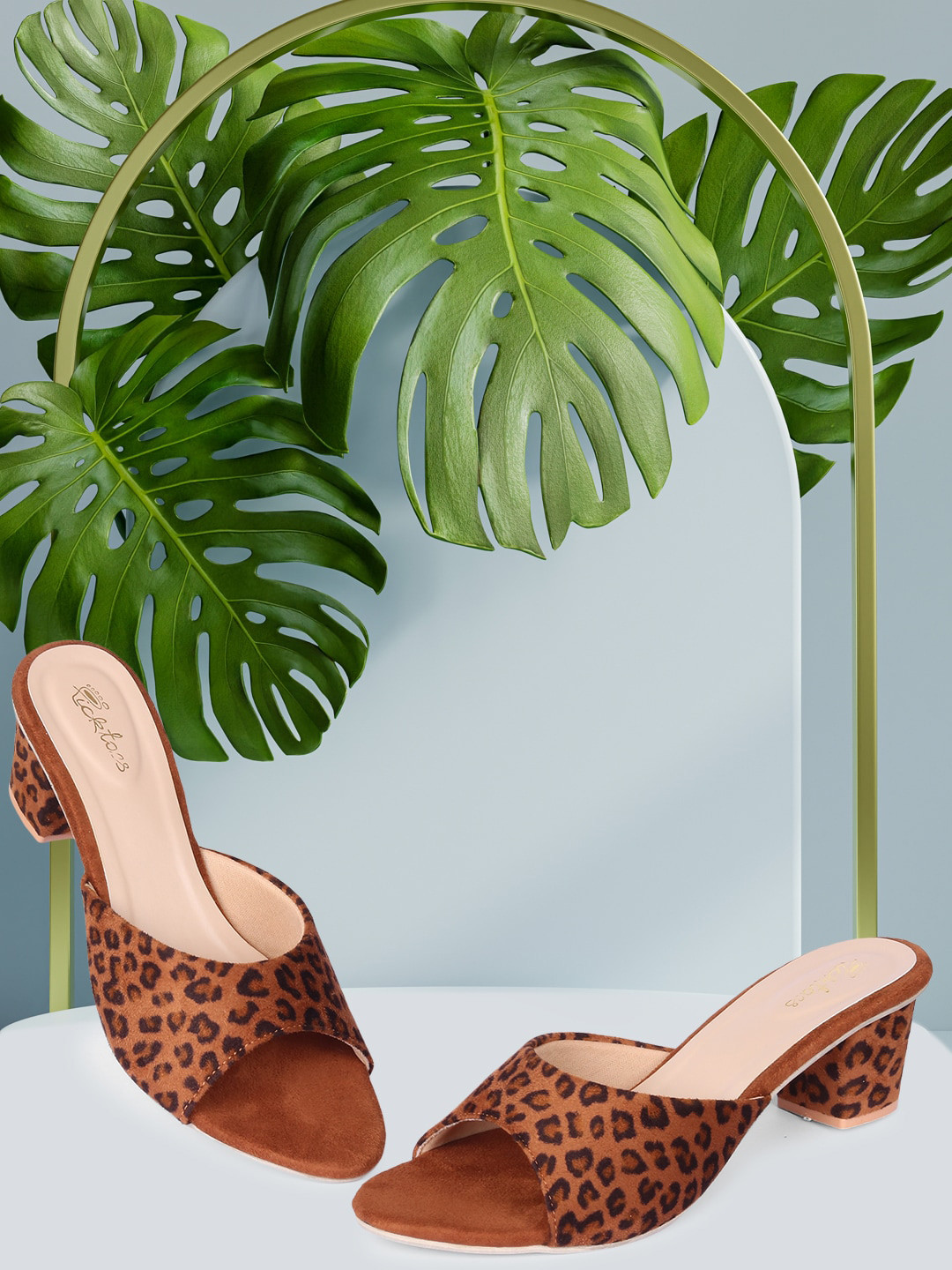 

Picktoes Women Brown & Black Animal Print Block Heels