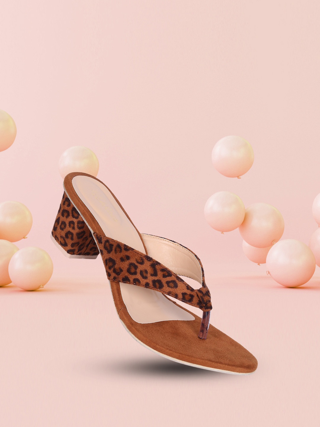 

Picktoes Brown Printed Block Heels