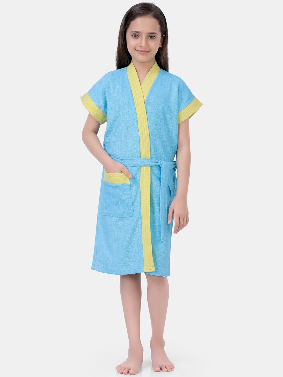 

POPLINS Kids Blue Solid Bathrobe