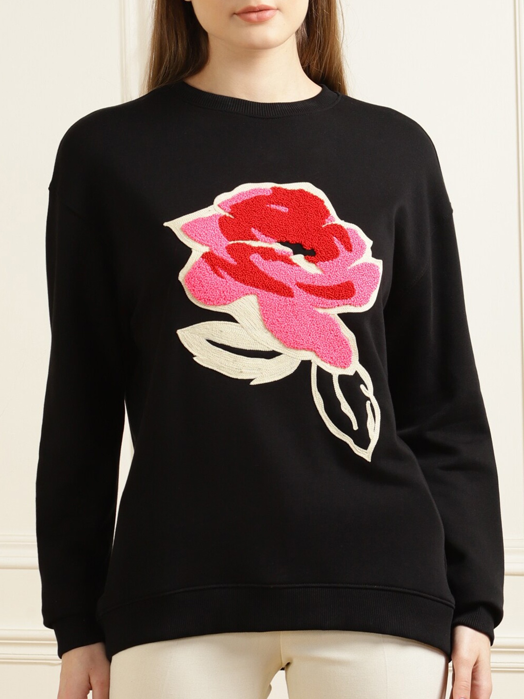 

Ted Baker Women Black Printed Cotton Round Neck Sweatshirt