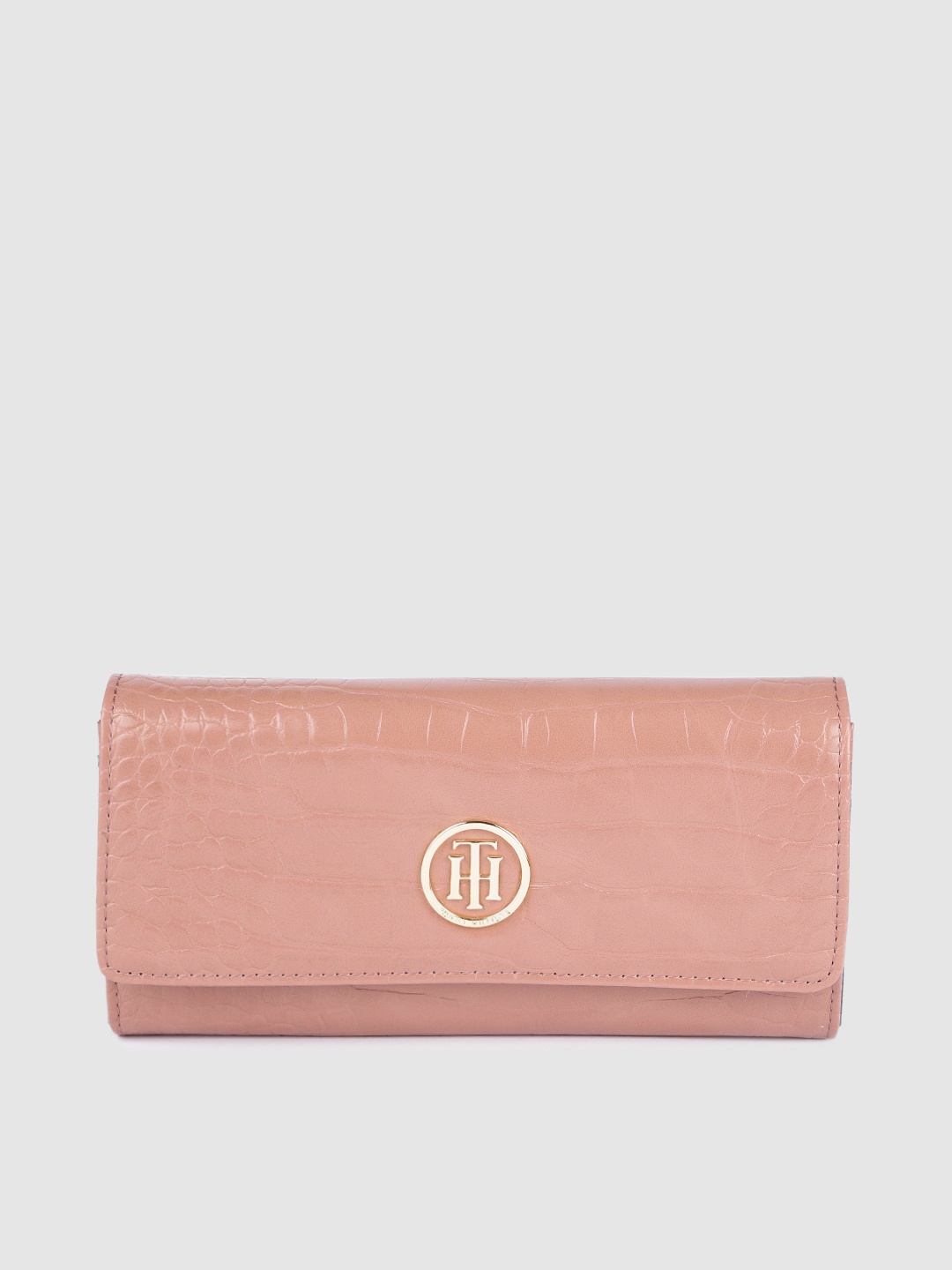 

Tommy Hilfiger Women Salmon Pink Animal Textured PU Envelope Wallet