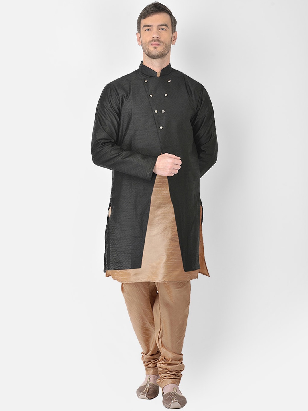 

SG RAJASAHAB Men Gold-Toned Raw Silk Kurta with Churidar