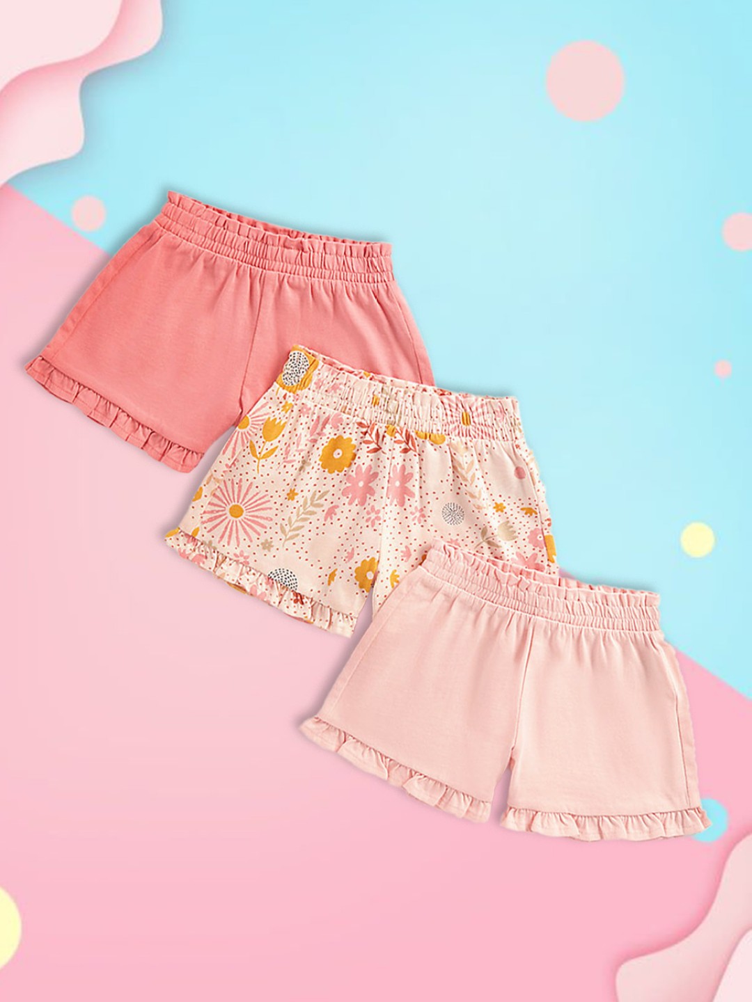 

mothercare Infant Girls Pack of 3 Cotton Shorts, Pink