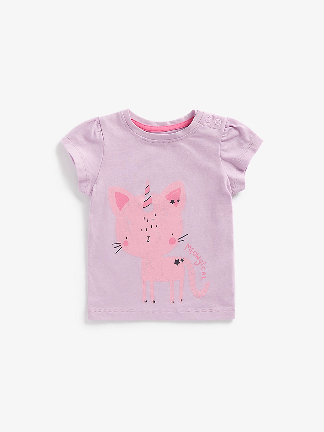 

mothercare Infant Girls Purple & Pink Printed Cotton Top