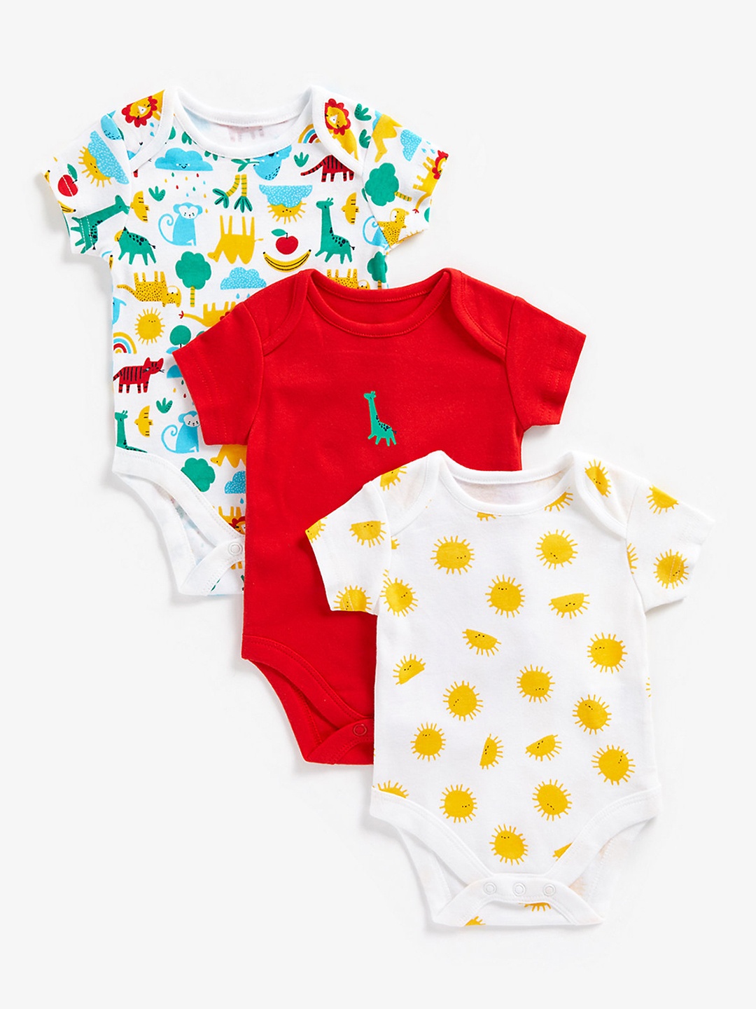 

mothercare Infants Set of 3 Pure Cotton Bodysuits, White