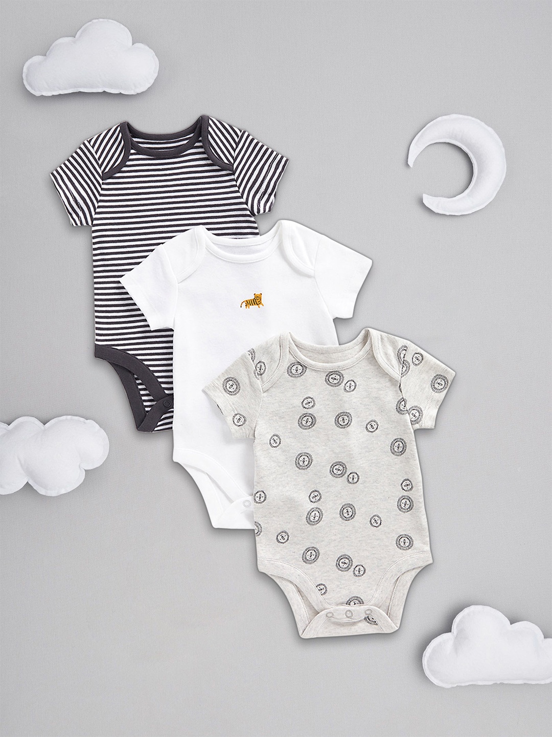 

mothercare Infant Boys Set of 3 Pure Cotton Bodysuits, White