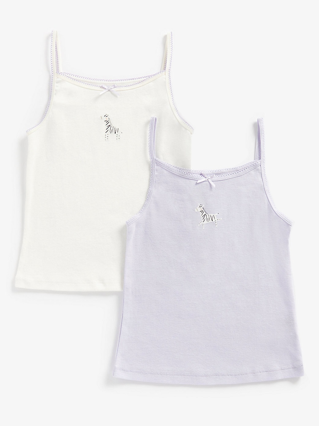 

mothercare Girls Pack of 2 Solid Pure Cotton Camisoles, White