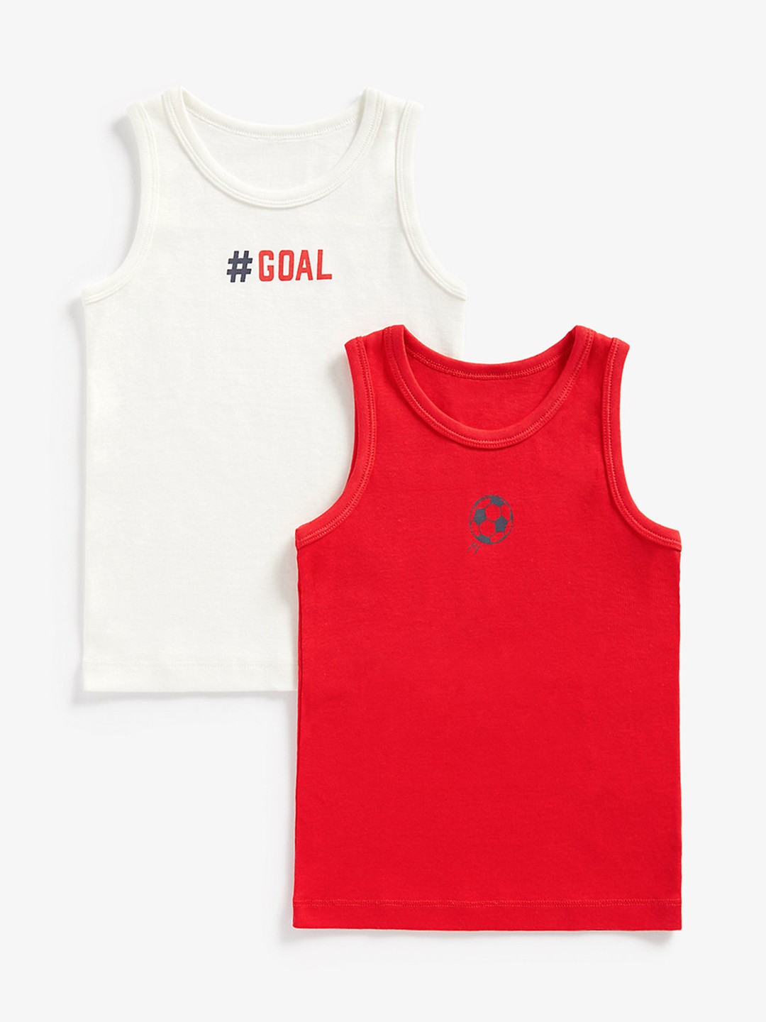 

mothercare Boys Pack of 2 Solid Pure Cotton Innerwear Vests, Red