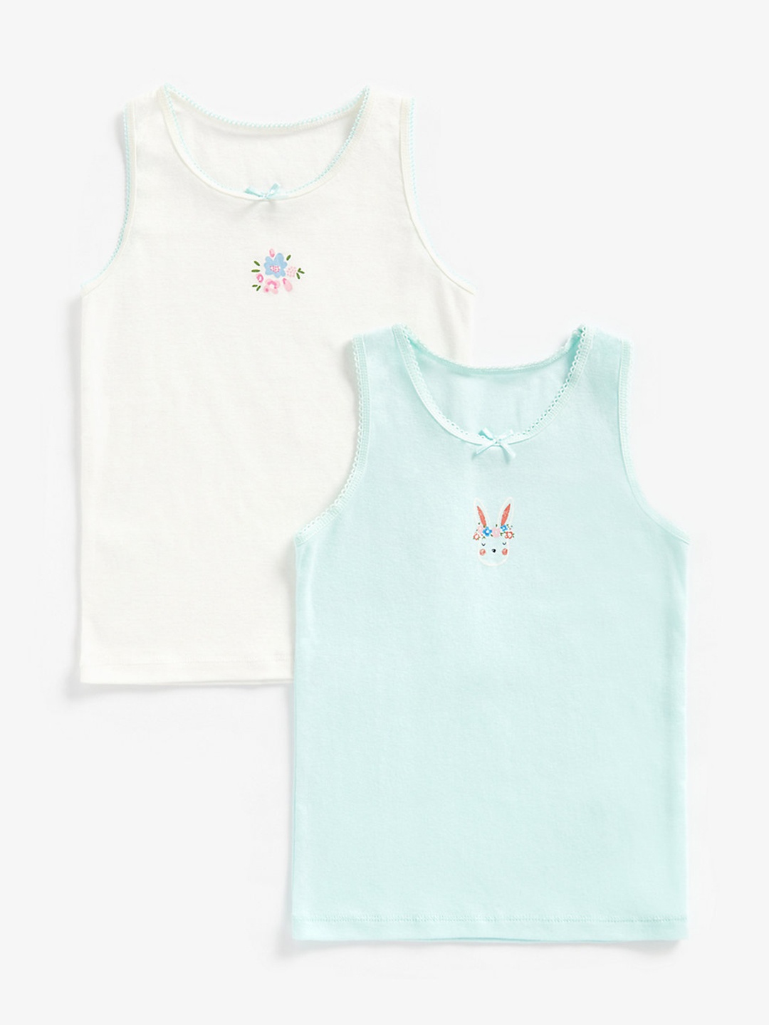 

mothercare Girls Pack of 2 Solid Pure Cotton Camisoles, White