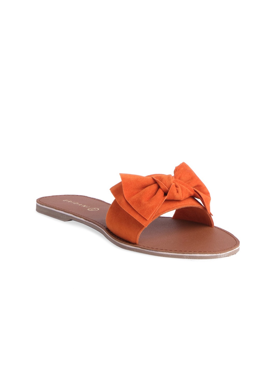 

ERIDANI Women Orange Open Toe Flats with Bows