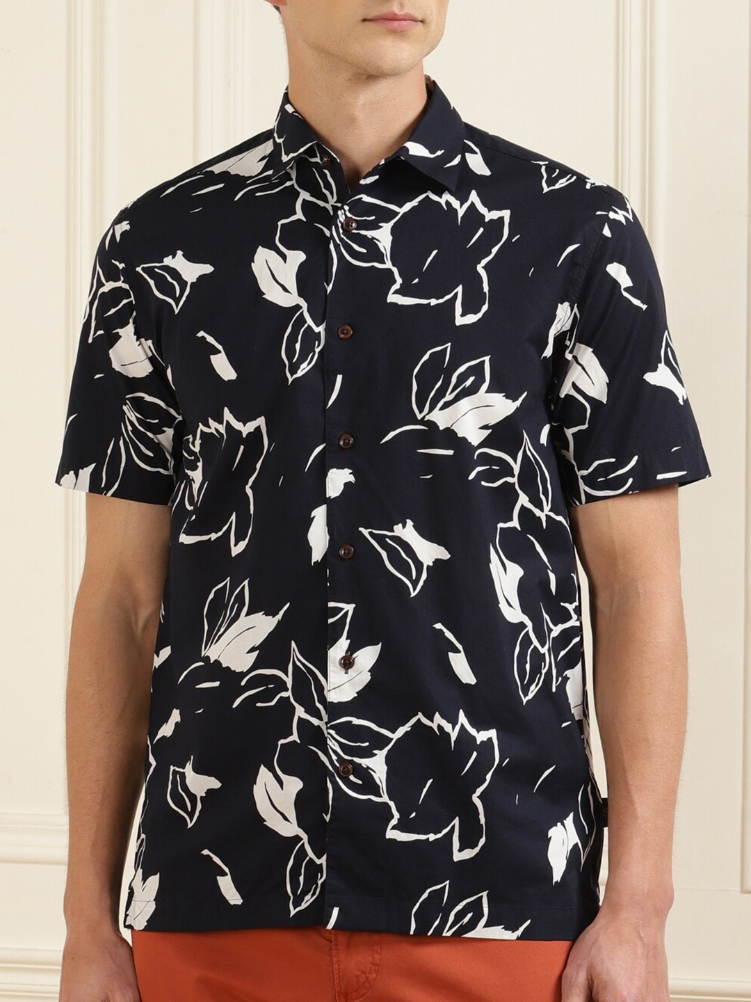 

Ted Baker Men Navy Blue Classic Printed Casual Shirt