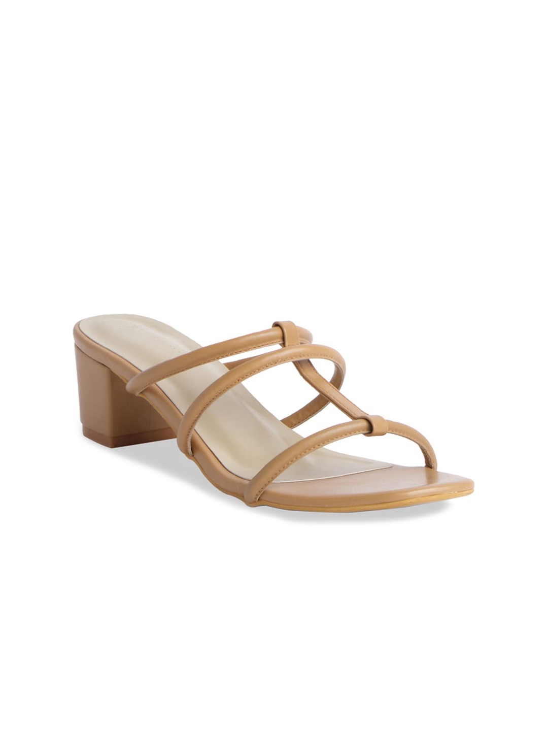 

ERIDANI Women Camel Brown Block Heel Sandals