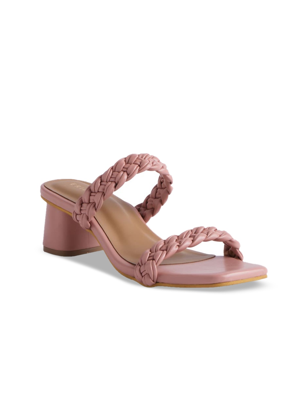 

ERIDANI Women Pink Textured Block Sandals