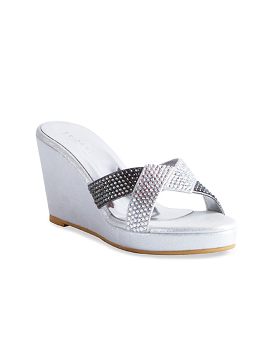 

ERIDANI Silver-Toned Textured Wedge Heels