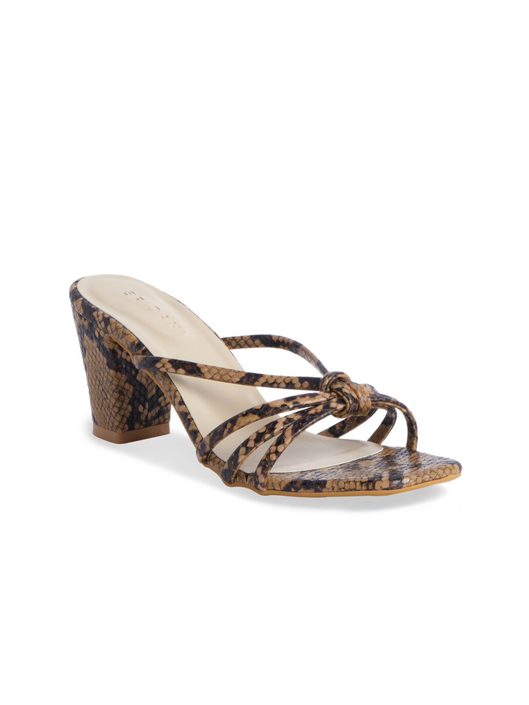 

ERIDANI Brown & Black Animal Printed Block Heels