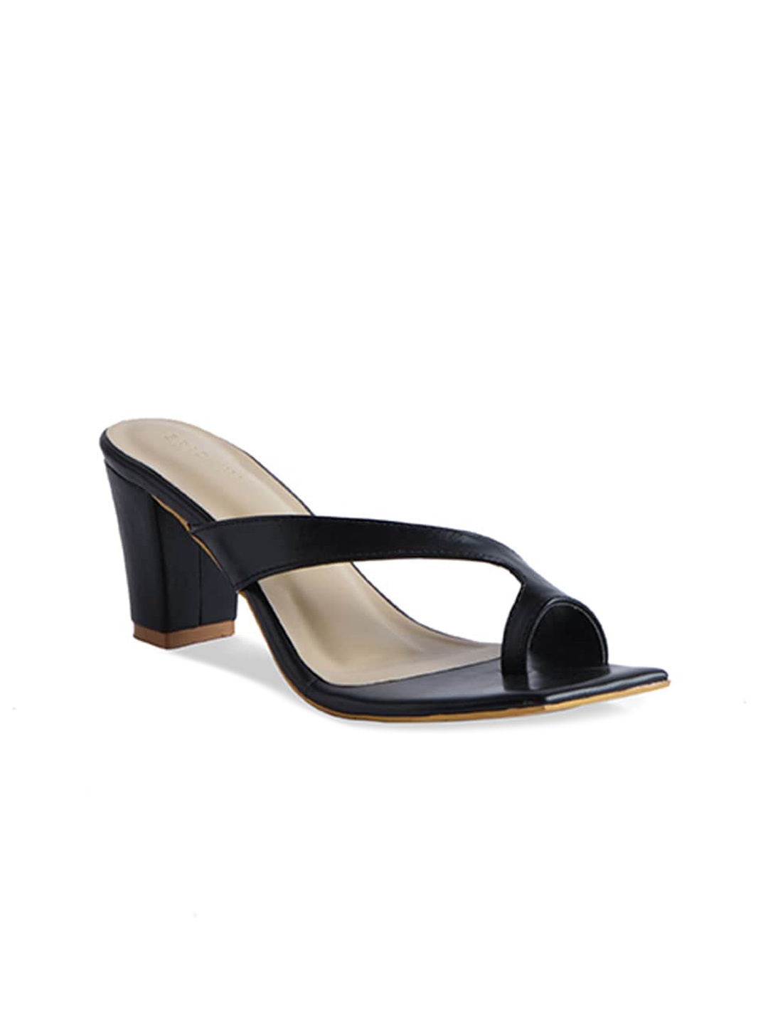 

ERIDANI Black Solid Block Sandals