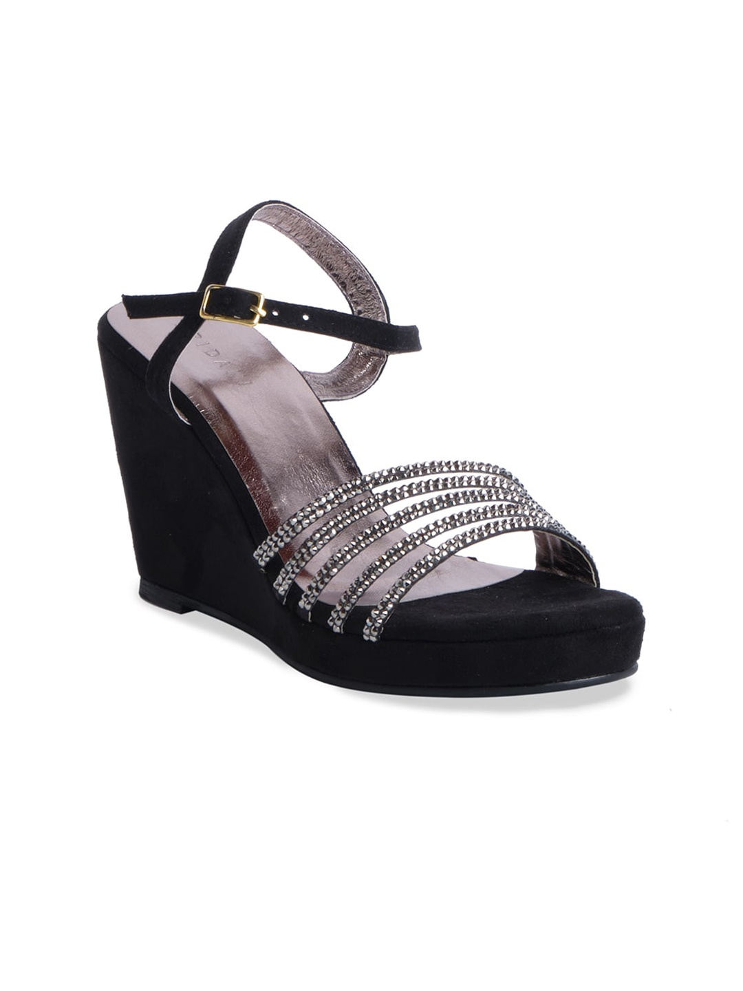 

ERIDANI Black Embellished Wedge Heels