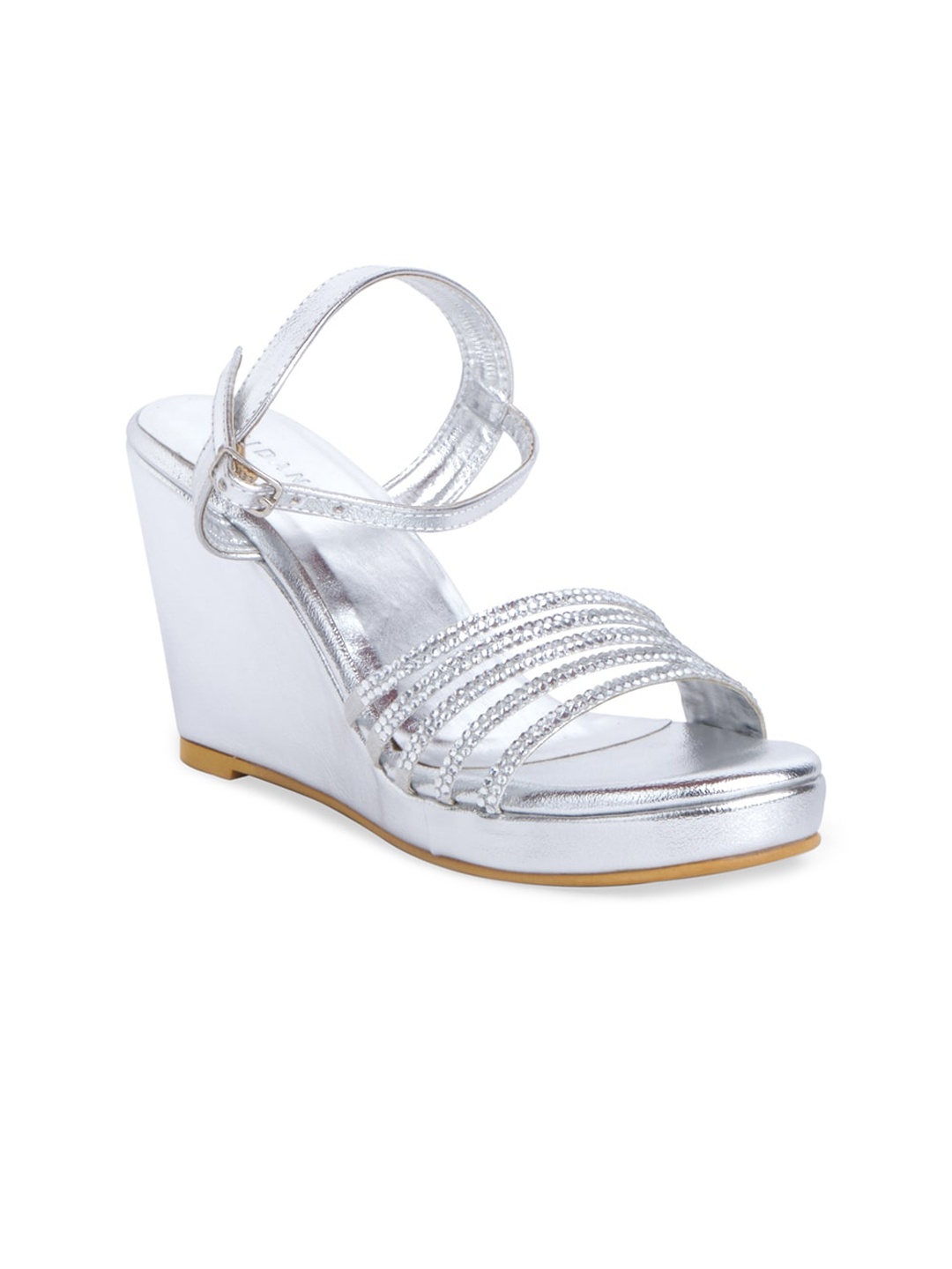 

ERIDANI Women Silver-Toned Wedge Sandals
