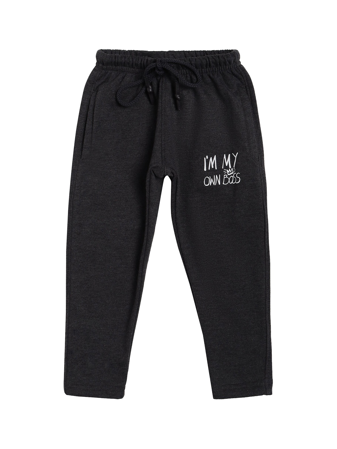 

DYCA Boys Charcoal Grey Solid Cotton Regular-Fit Track Pants