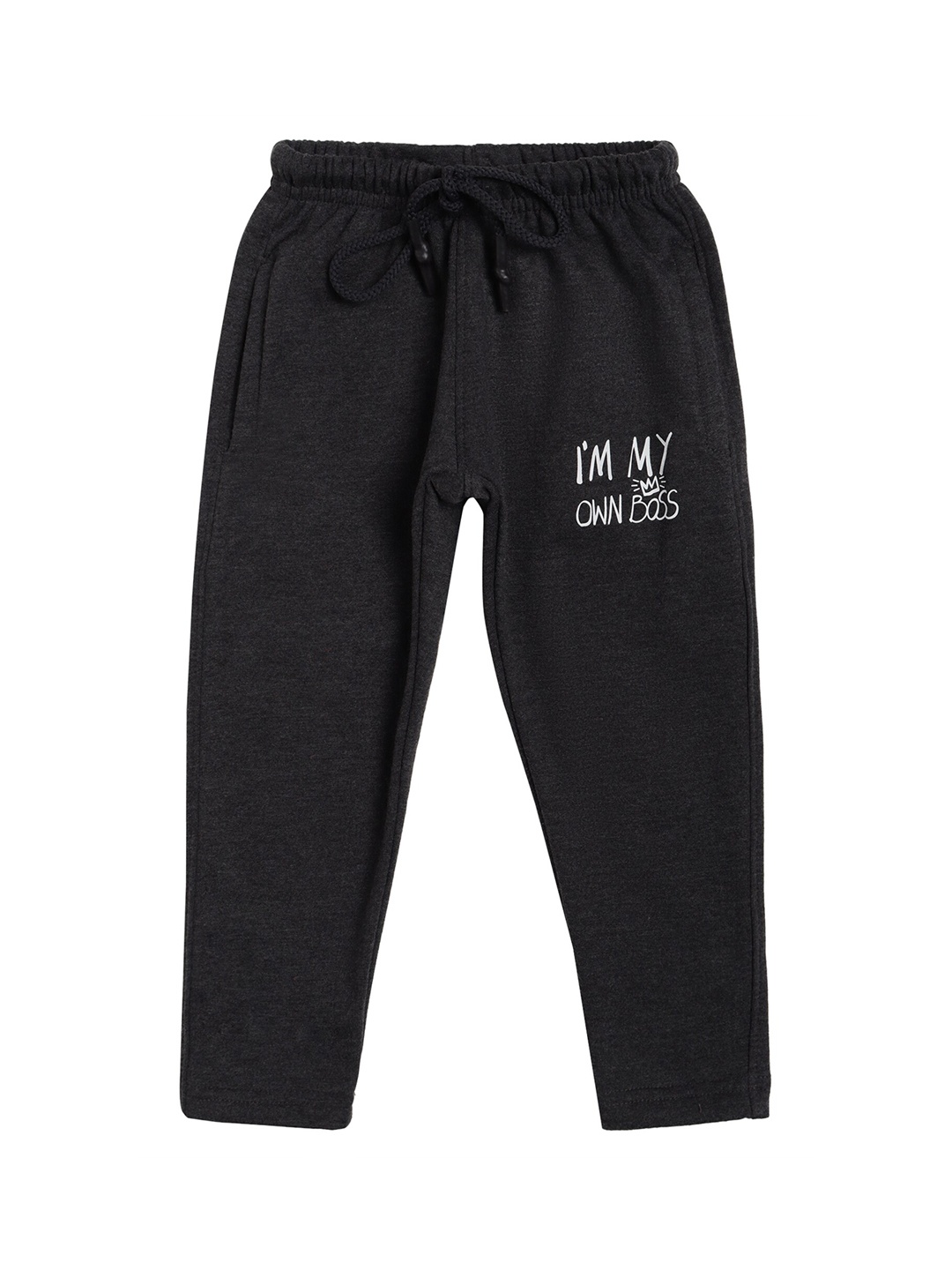 

DYCA Boys Charcoal Grey Printed Cotton Track Pants