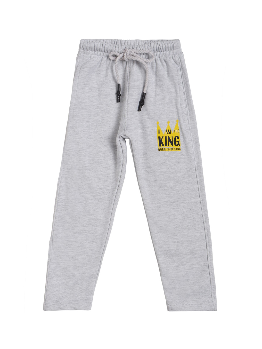 

DYCA Boys Grey Melange Solid Cotton Track Pants With Printed Detail