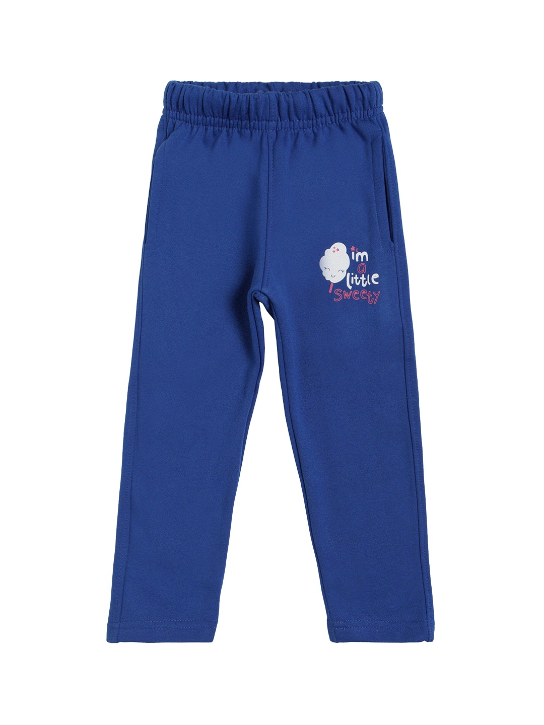 

DYCA Girls Blue Printed Regular-fit Cotton Track Pants, Navy blue