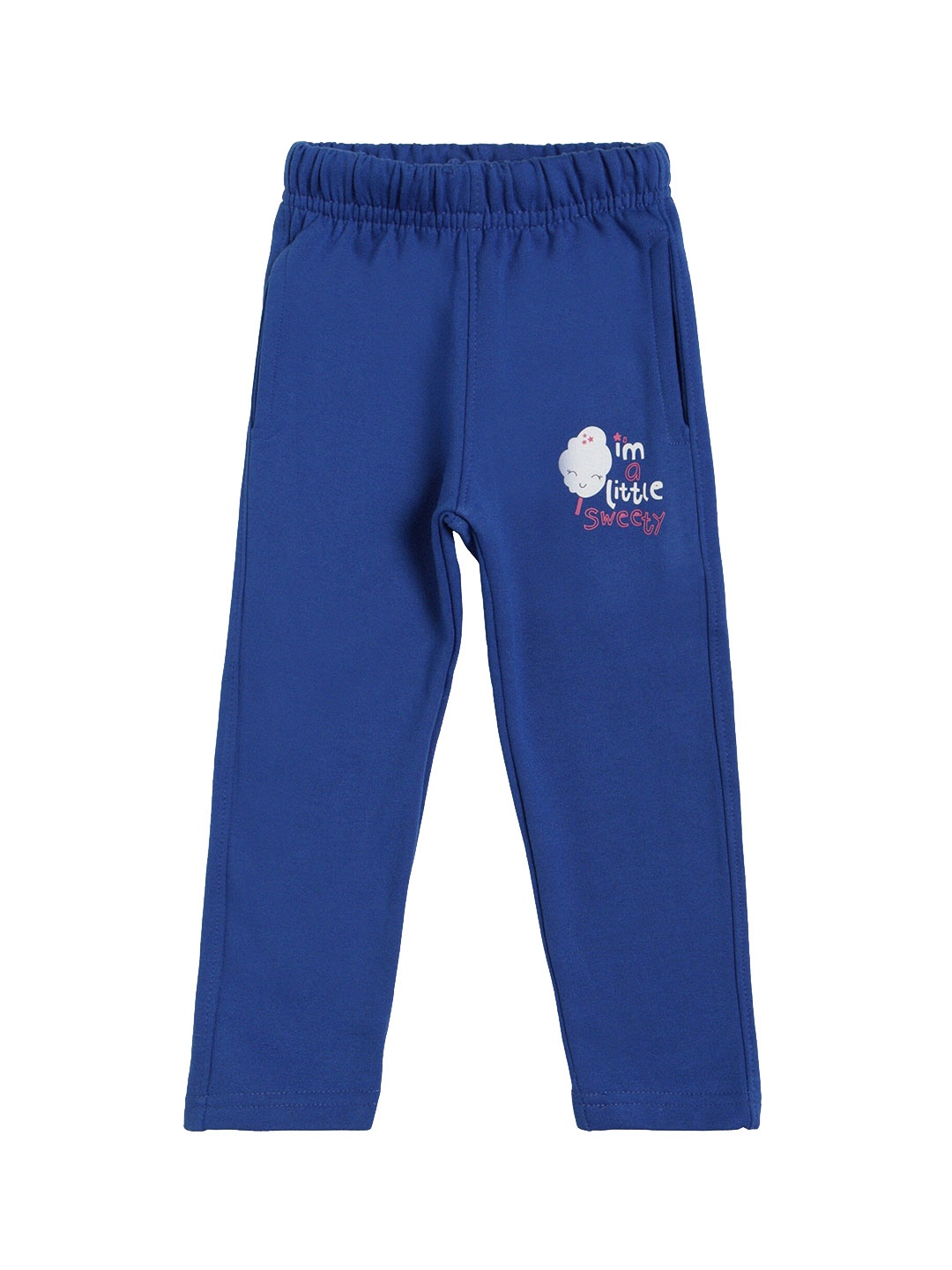 

DYCA Girls Blue Solid Cotton Regular-Fit Track Pants