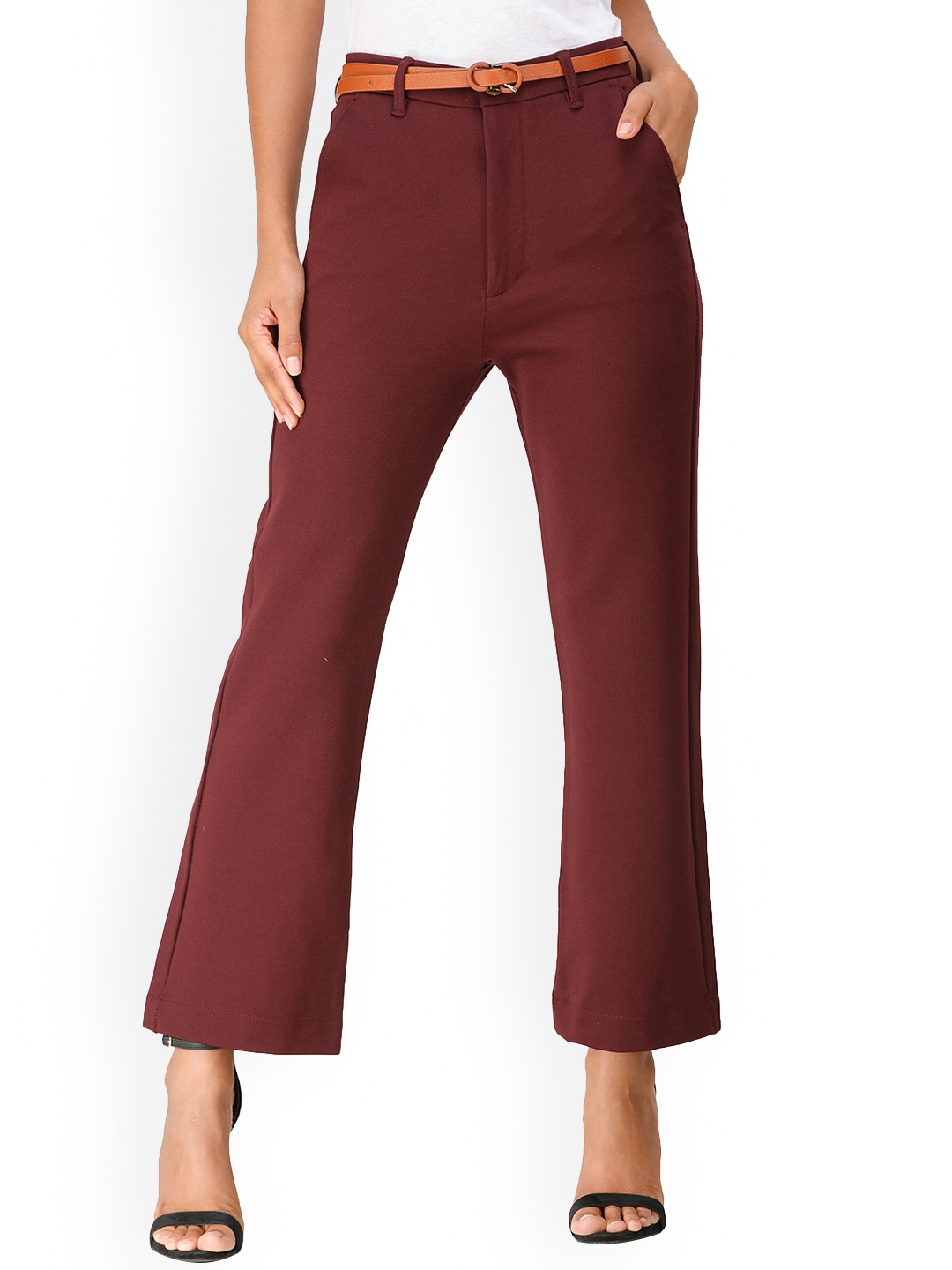 

DECHEN Women Maroon Slim Fit Trousers