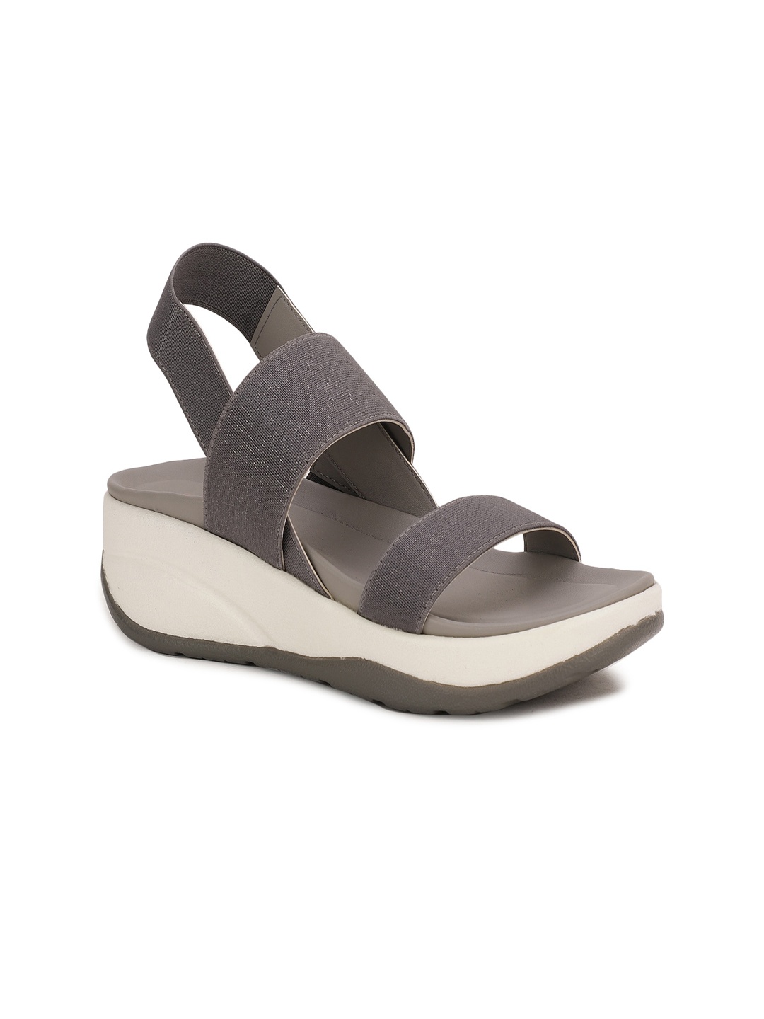 

Bata Grey PU Flatform Sandals
