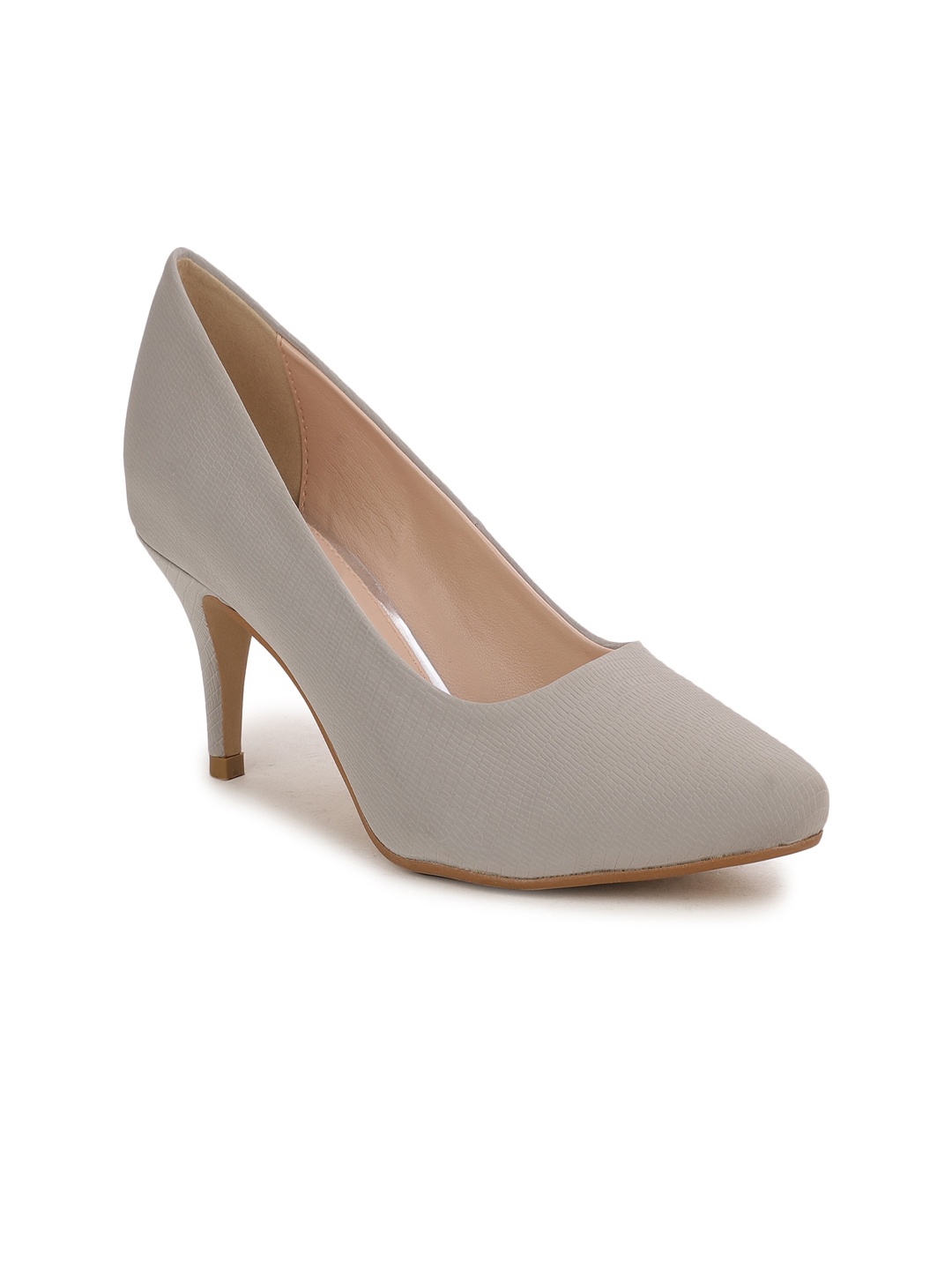 

Bata Women Grey Textured Stiletto Pumps