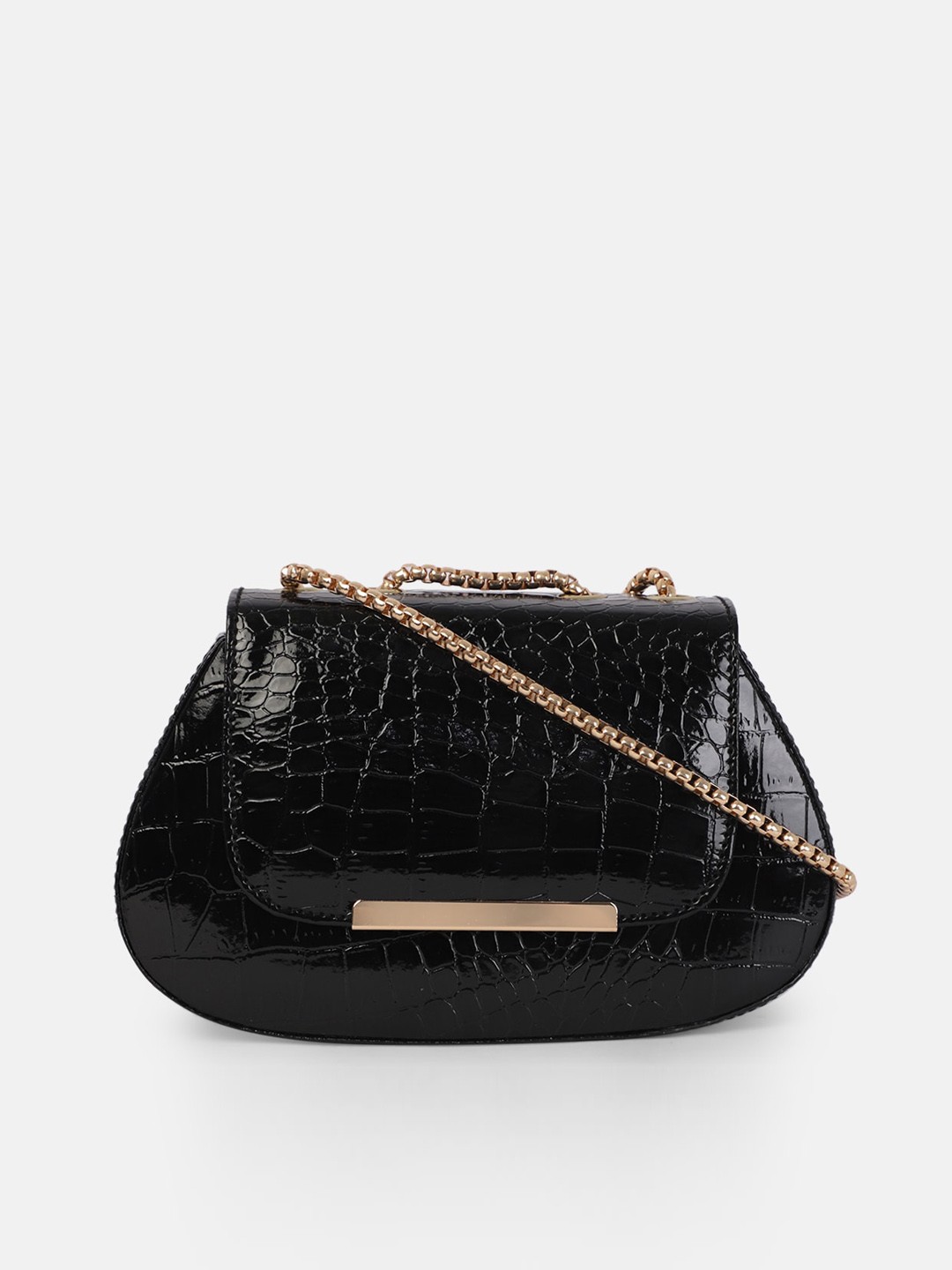 

Bagsy Malone Black Croc Textured Sling Bag