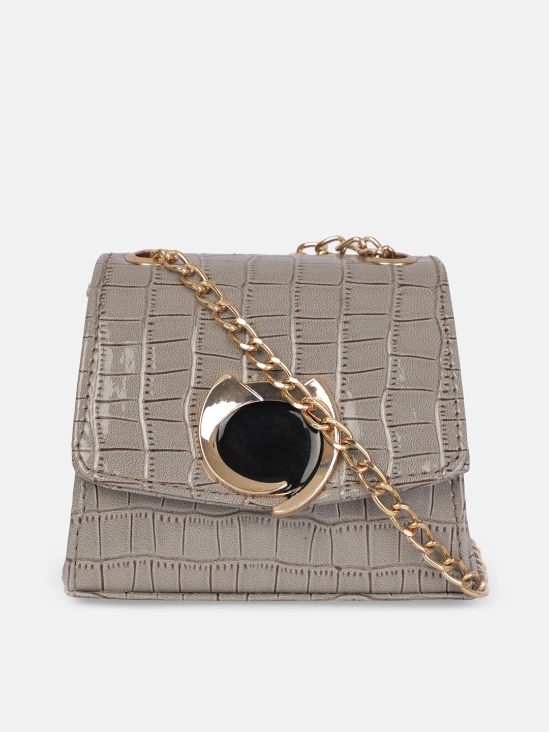 

Bagsy Malone Women Grey Textured PU Structured Sling Bag