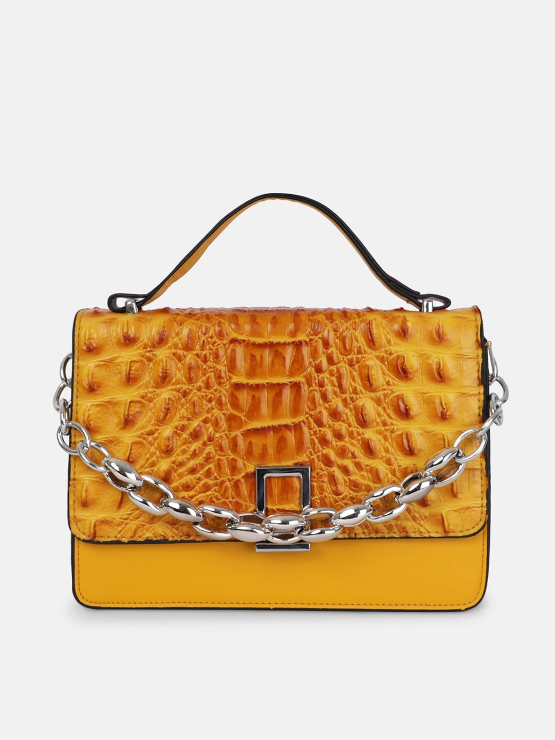 

Bagsy Malone Yellow Animal Printed PU Structured Satchel