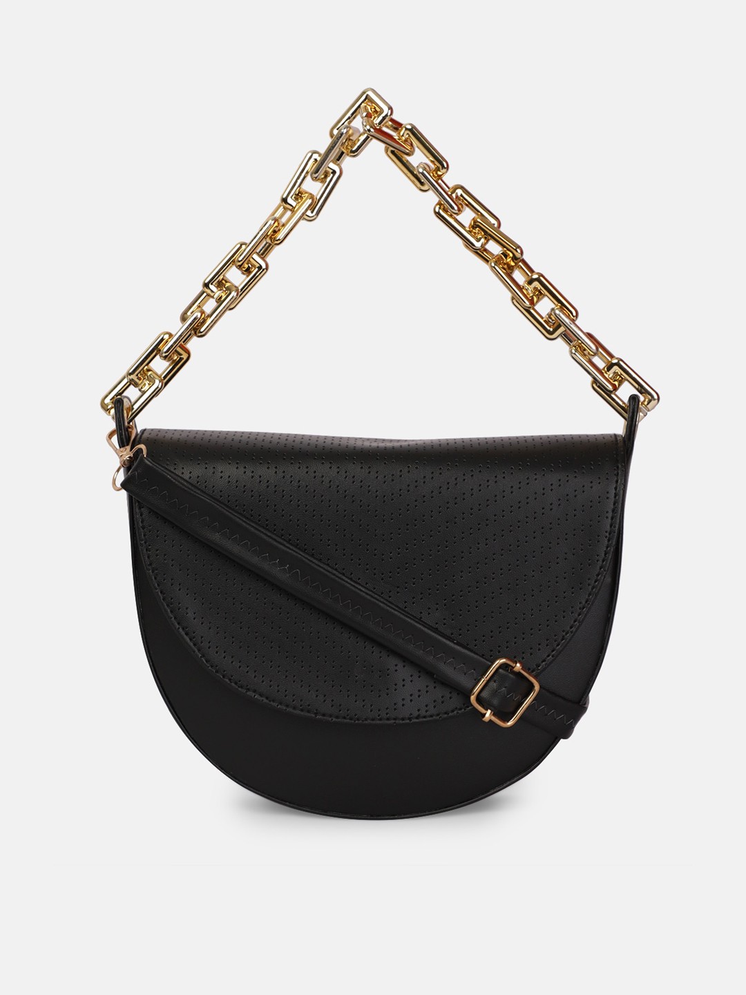 

Bagsy Malone Black PU Half Moon Sling Bag