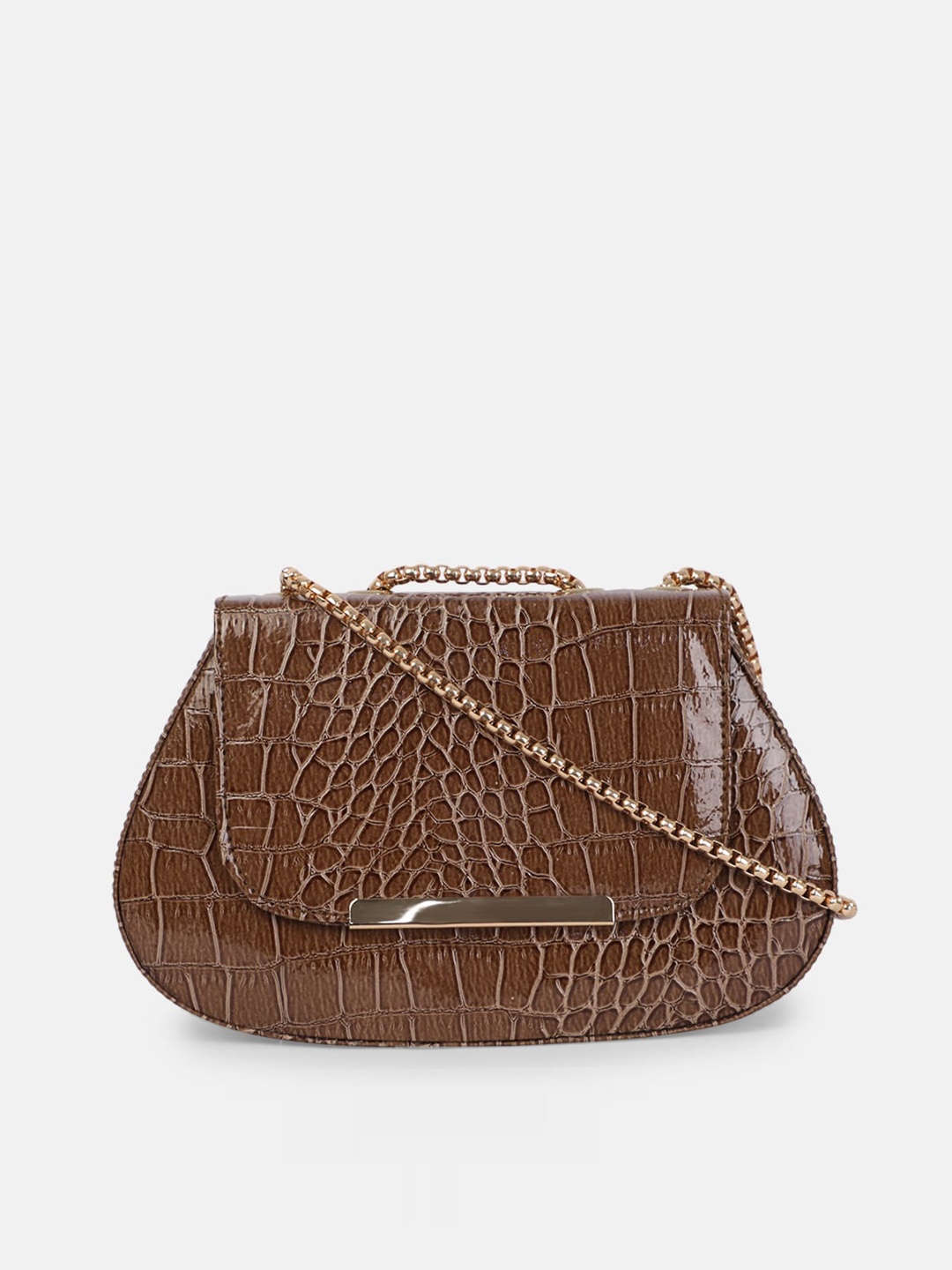 

Bagsy Malone Women Brown Textured & Structured PU Sling Bag