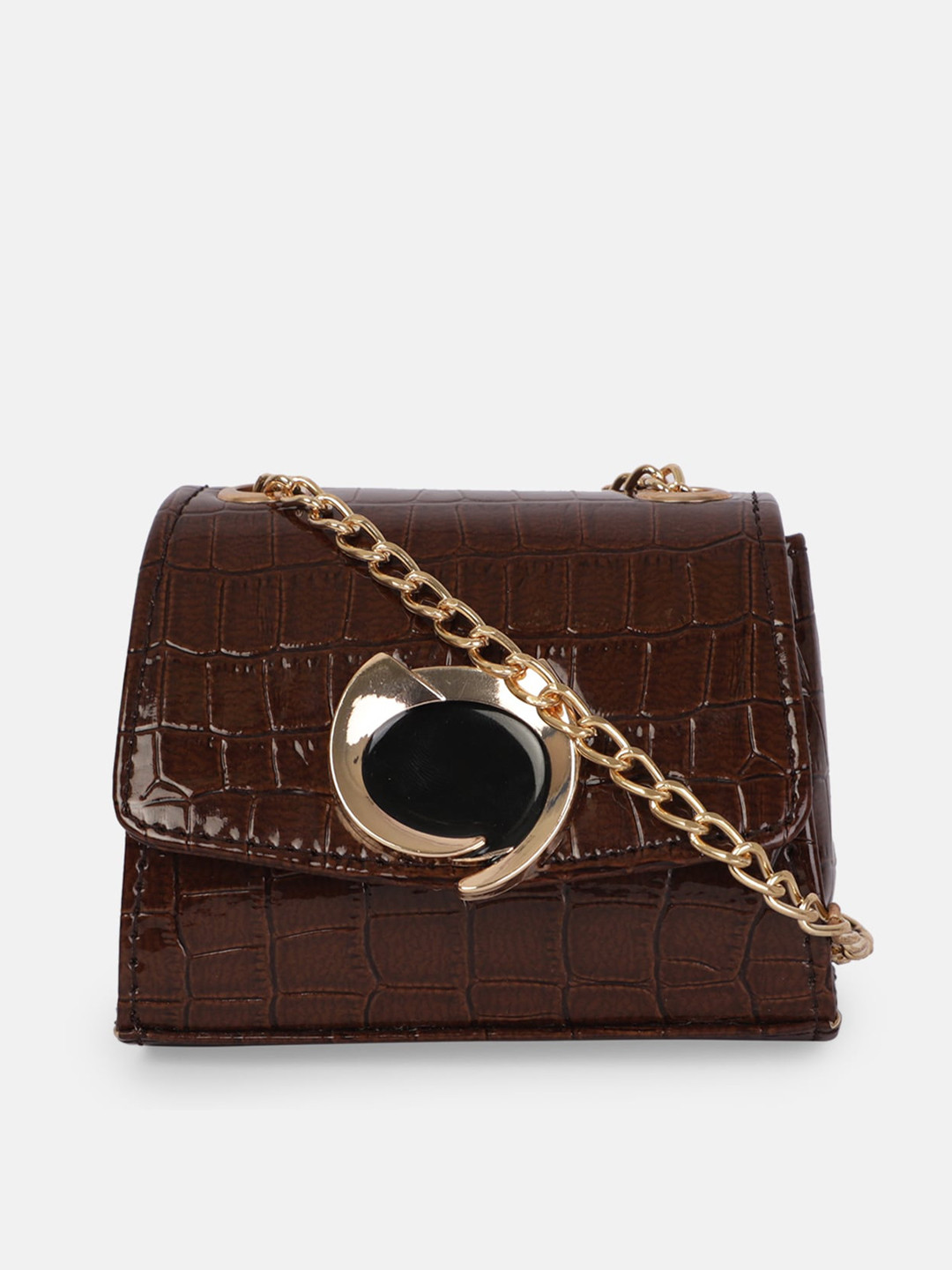 

Bagsy Malone Brown Textured PU Structured Sling Bag