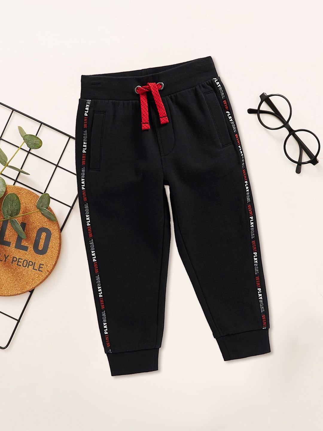 

mothercare Boys Black Solid Cotton Joggers