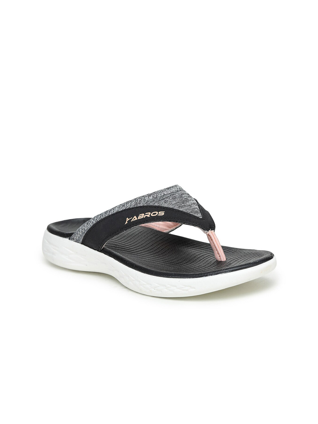 

ABROS Women Black & Grey Thong Flip-Flops