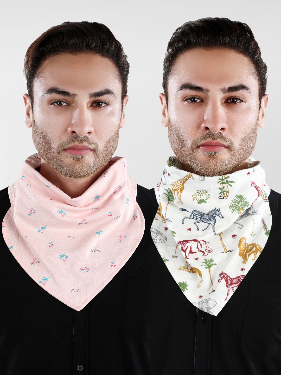 

Dream of Glory Inc Pack Of 2 Printed Pure Cotton Reusable Outdoor Cloth Masks, White